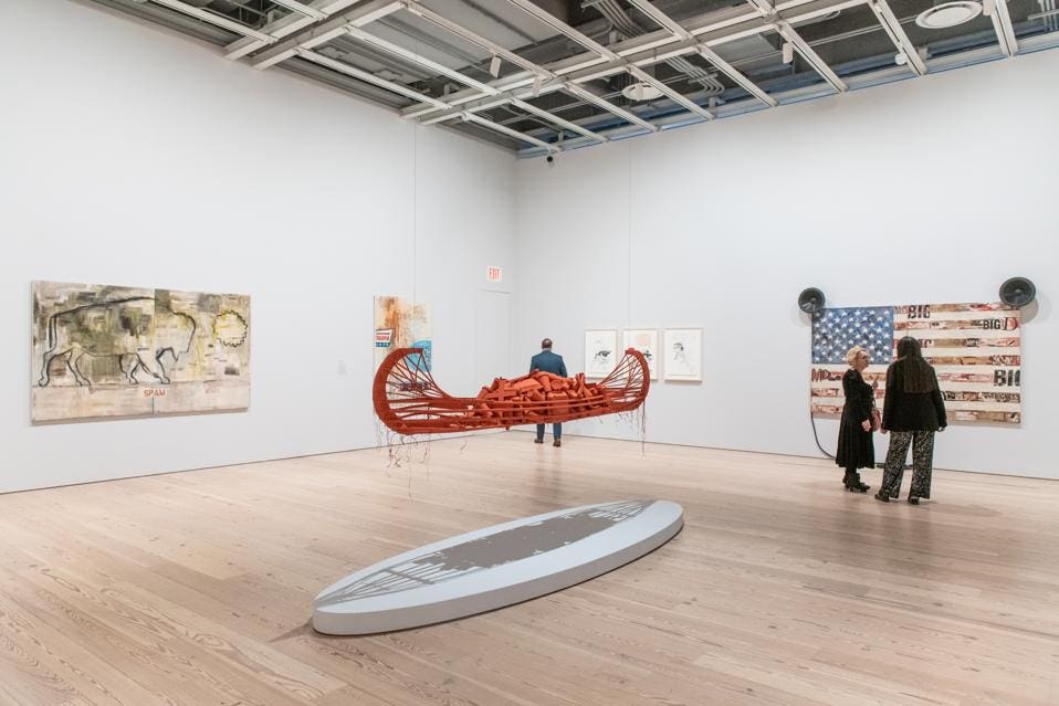 Installation of 'Jaune Quick-to-See Smith: Memory Map' at Whitney Museum of American Art.